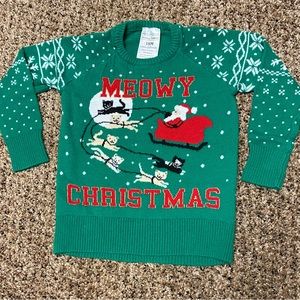 Baby Toddler Cute Ugly Christmas Sweater Kitten Reindeer 18 months 100% Cotton